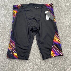 TYR Durafast Elite Jammer Swimsuit Men Large (36) Black Multi Color Performance